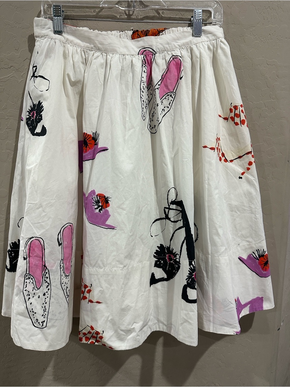 Maeve White Midi Skirt with Black Floral and Colorful Accents